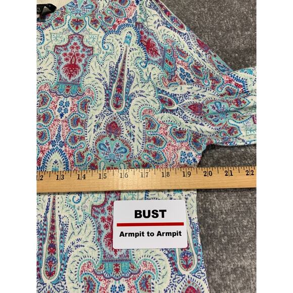 Talbots Top Women XL Multicolor Paisley Pullover Curved Hem 3/4 Sleeve Stretch - Picture 11 of 12